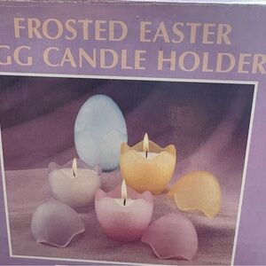 Frosted Easter Egg Candle Holder Set
